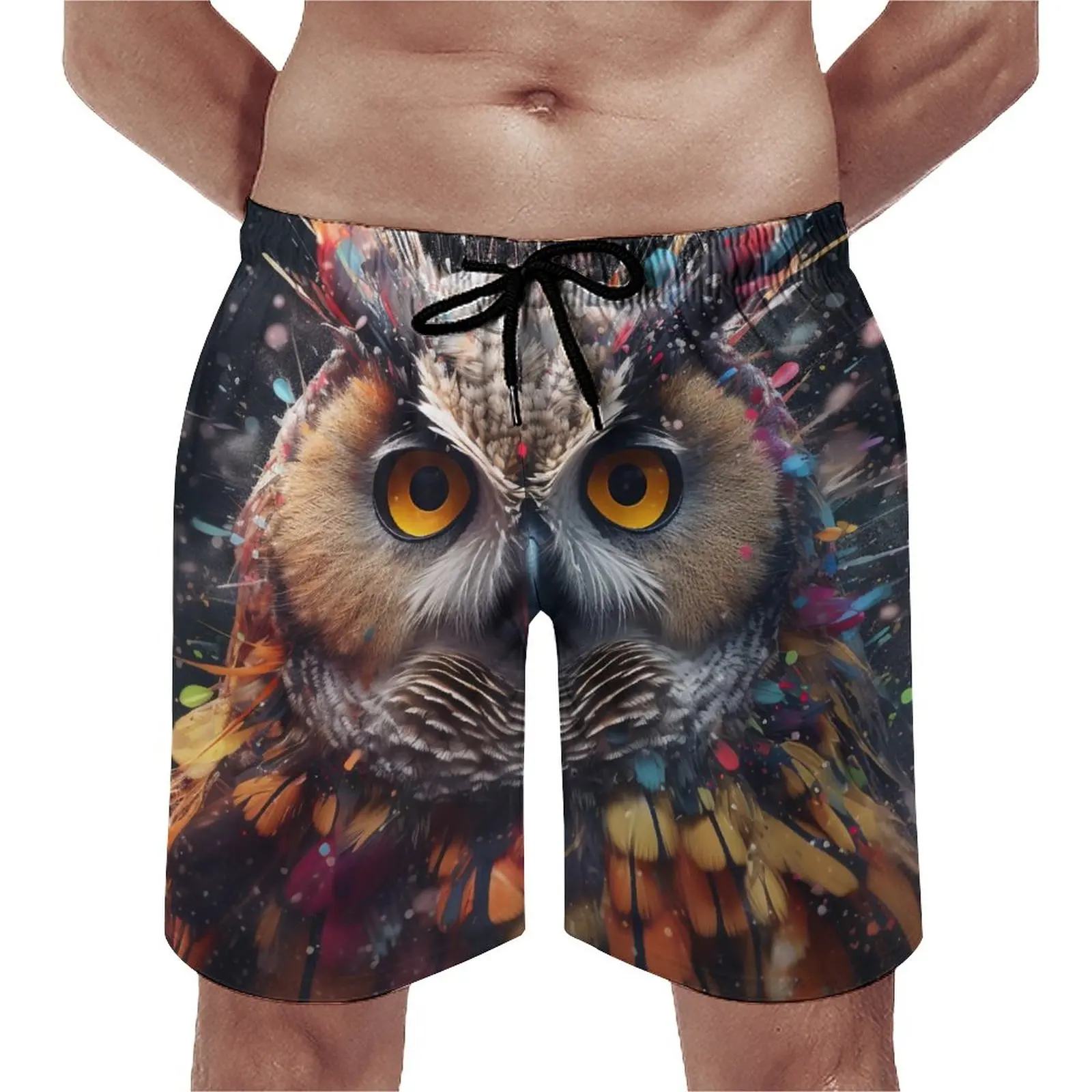 

Board Shorts Owl Vintage Swim Trunks Liquid Splash Explosion Men's Comfortable Surfing Hot Sale Large Size Board Short Pants