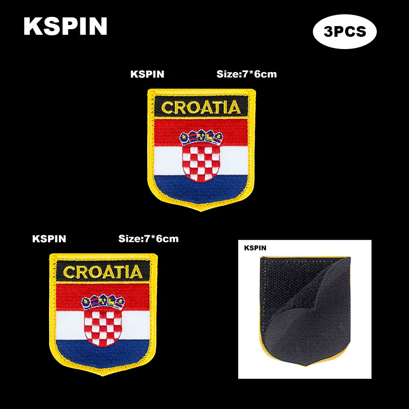 

National Flag Patch Hook Loop Croatia Badges Armband 3D Stick on Jacket Backpack Stickers