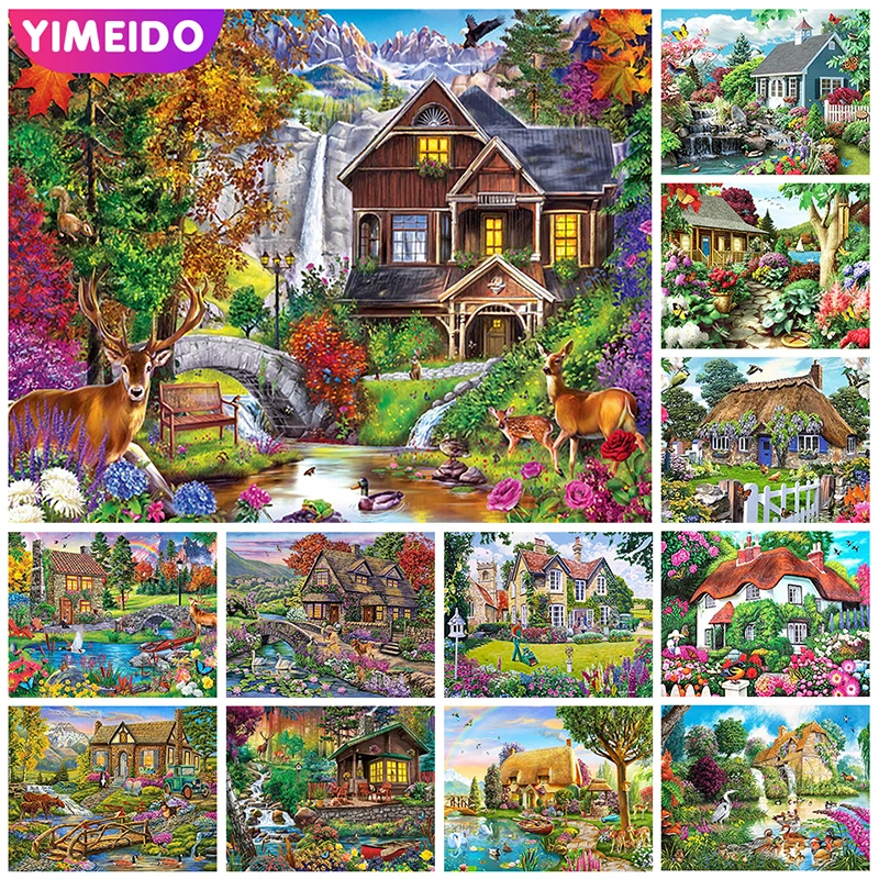 

YIMEIDO AB Diamond Painting Deer House Full Square&Round Zipper Bag Diamond Embroidery Landscape Mosaic Rhinestones of Pictures