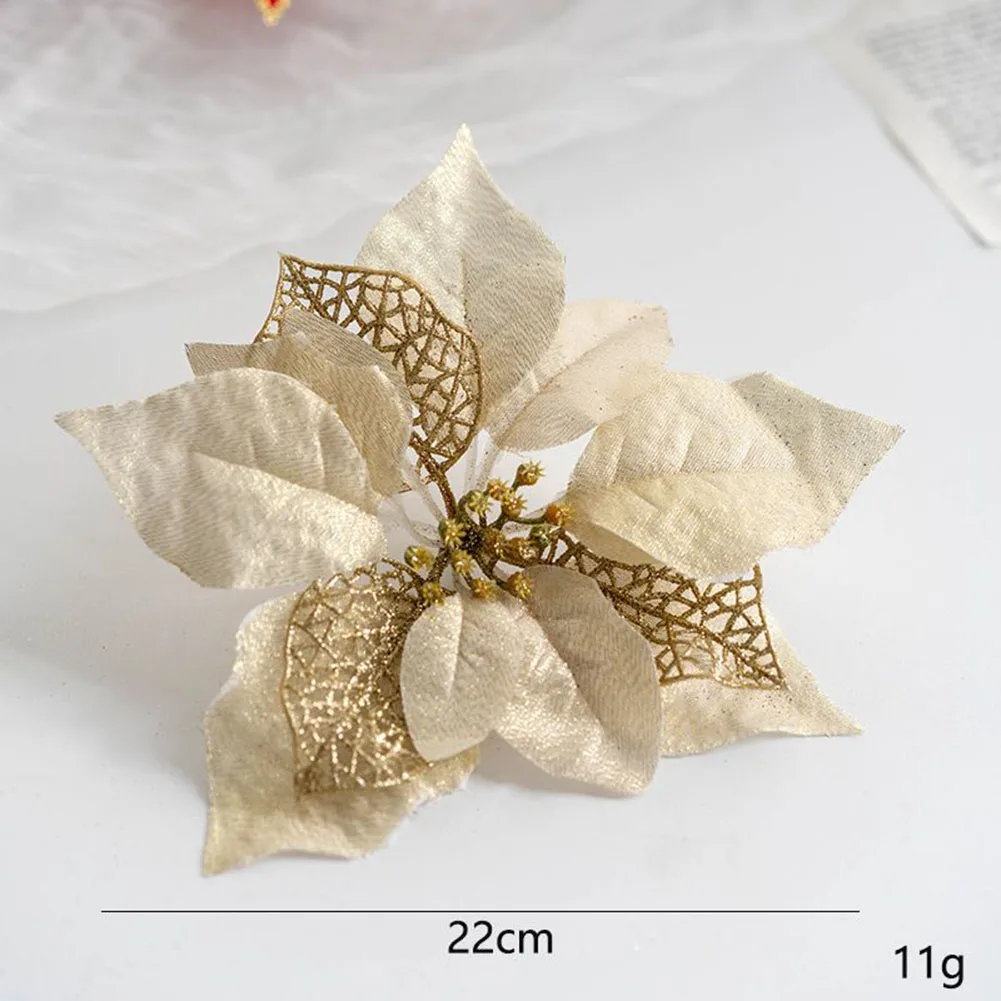 Decorate Christmas Flower Party Rattan Wedding 1pcs 22cm Christmas Flower Christmas Tree Cloth+Plastic Brand New