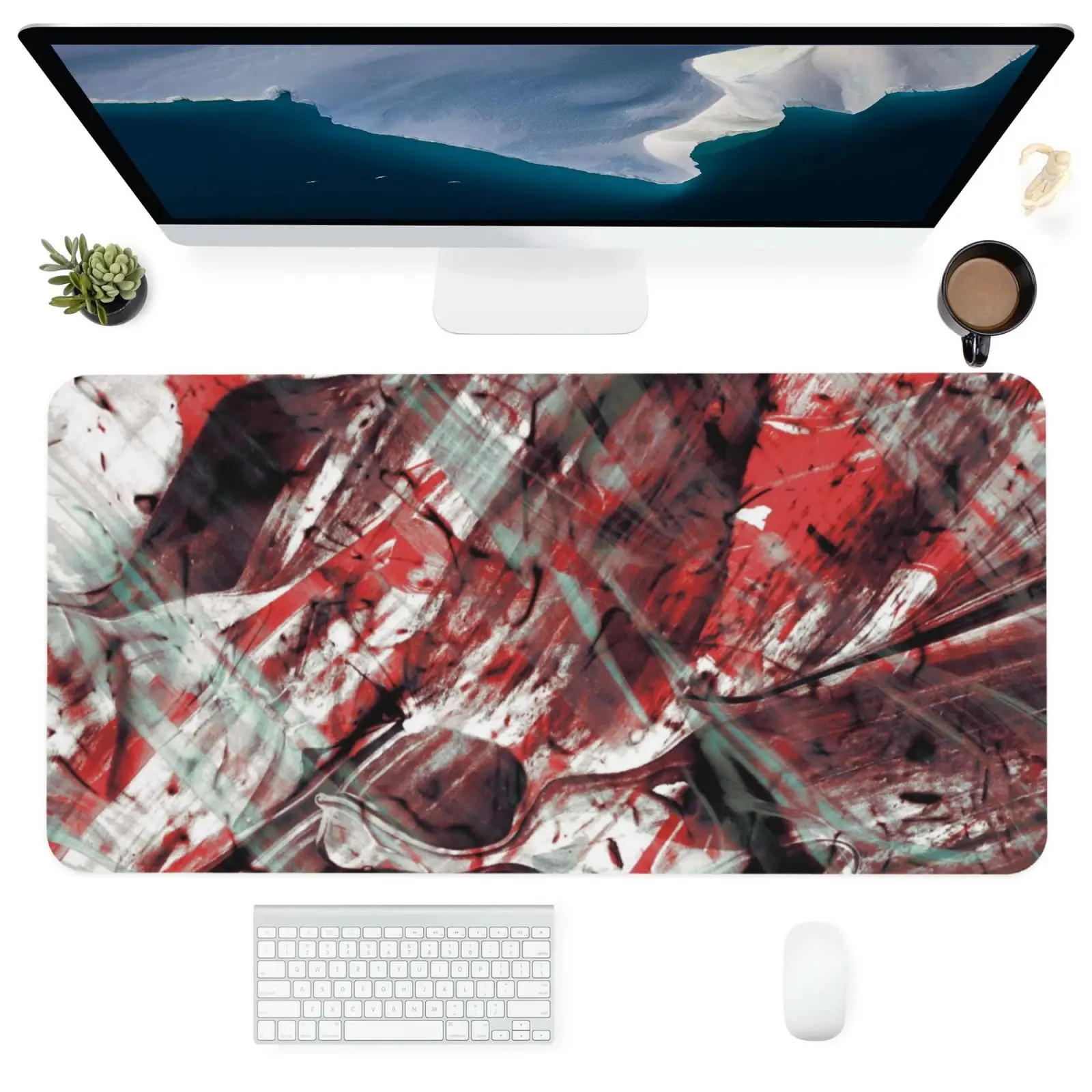 

1Pcs Abstract Striped Large Black Mouse Pad for Computer Laptop Notebook Rectangle Non-slip Rubber Base Deskpad Table Mat