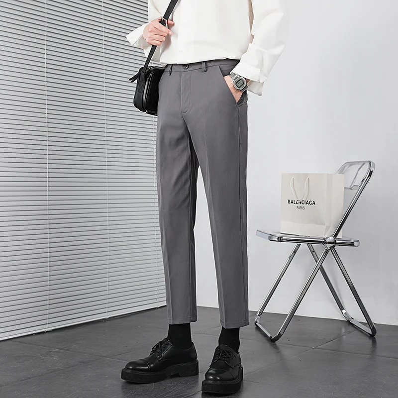 

Men's Trousers 2022 Spring Summer Brand Thin Men Suit Pants Loose Pant Korean Style Fashion Male Business Casual Straight Pants
