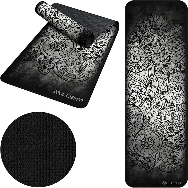 

Yoga Mat Gym Mats - 6mm Thick Suede Texture Material, Premium-Design Print, Non-Slip Exercise Mat - Dense Cushioning for Home Wo