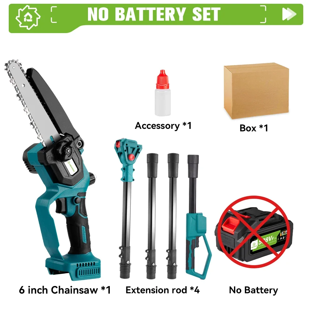 

ONEGREEN 4500 Вт 6-дюймовая бесщеточная телескопическая пила электрическая бензопила 205 см перезаряжаемый садовый электроинструмент для батареи 21 В 18 В