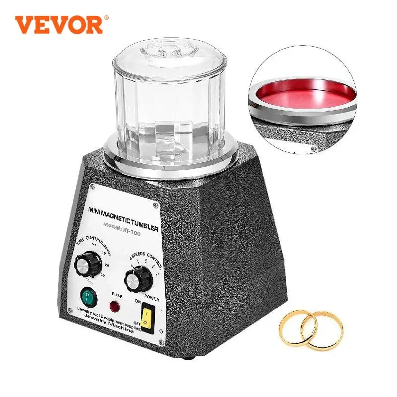 

VEVOR KT-100 магнитный штырь тумблер полировка машина мини ювелирных изделий роторный полировщик регулируемая скорость золото точность частей финишер