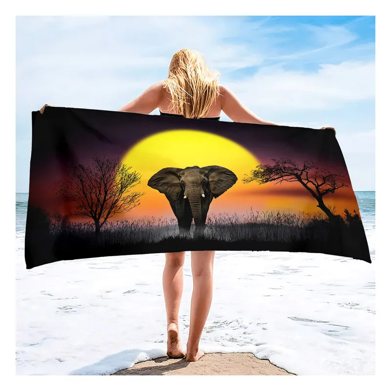 Quick Fast Dry Absorbent Oversized Lightweight Towels Blanket Swimming Bath Camping Elephant