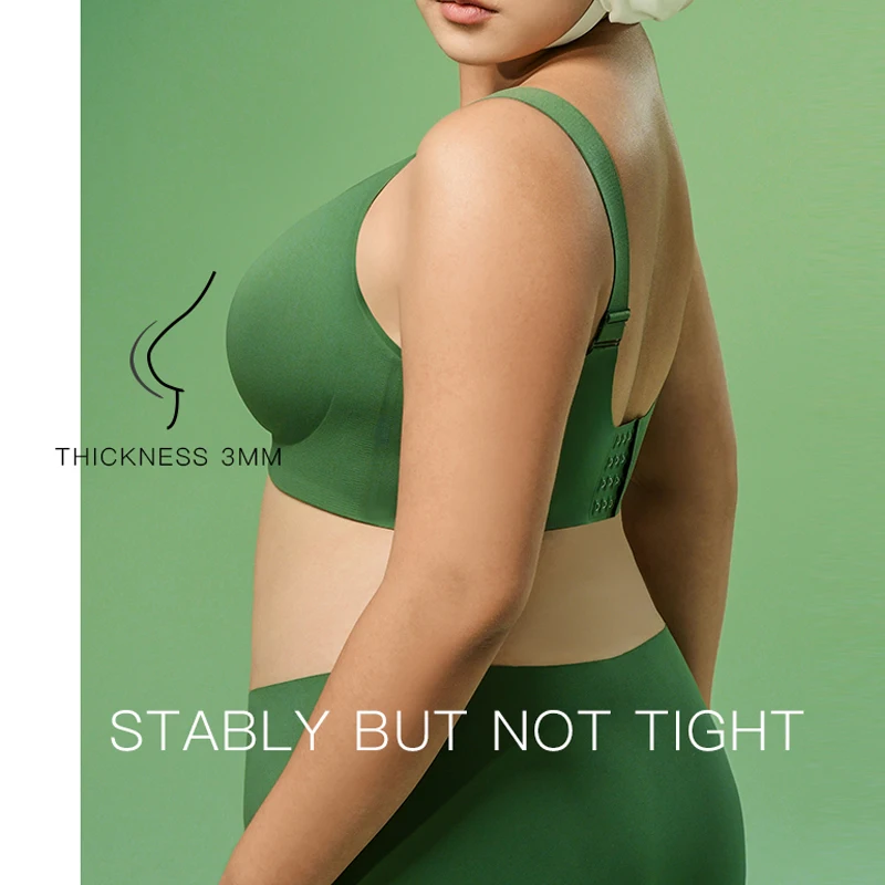 Sujiin Large Size Bras Seamless Bralette for Women Plus Size Wide Straps Minimizer Wireless Push Up Bra Womens Underwear MX126F