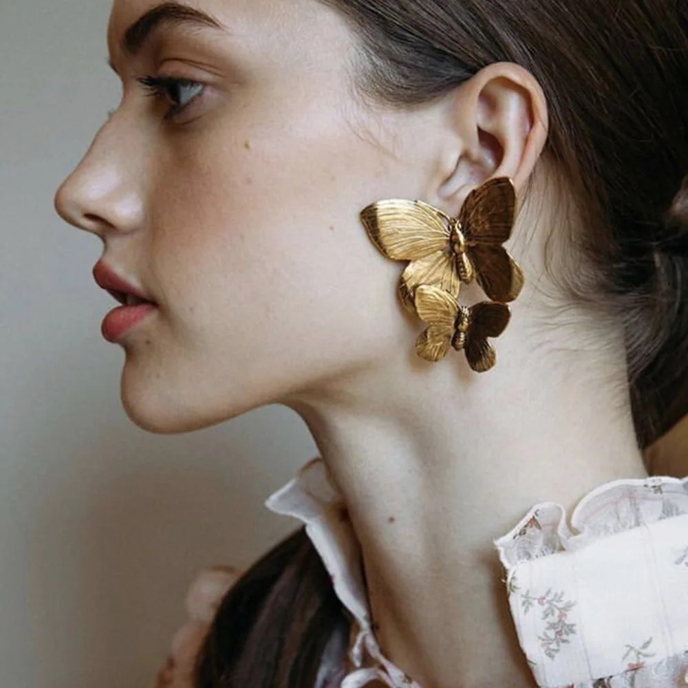

Creative Exaggerated Golden Butterfly Earrings for Woman