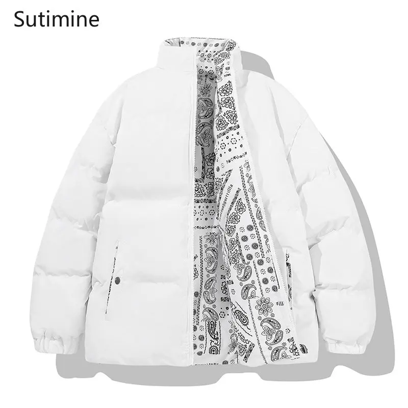 Coat Men Winter Casual Pockets Loose Korean Warm Stand Collar Cotton Jacket Thickened Cotton Padded Jacket Male Zipper Coats Men