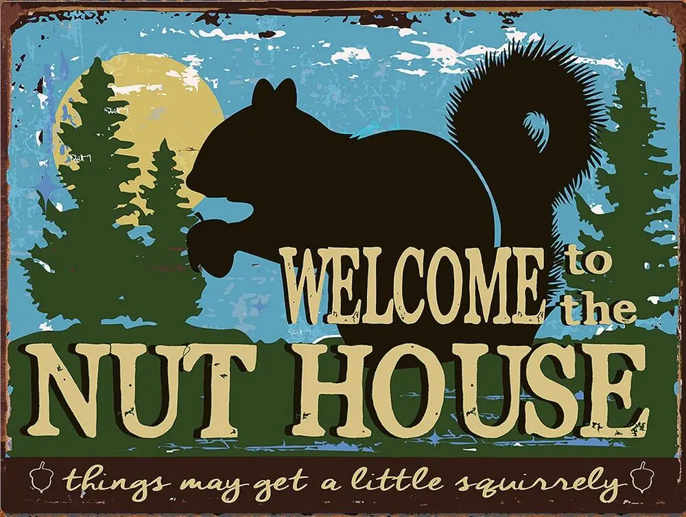 

Welcome To The Nut House, Retro metal Sign/Plaque Wall vintage / Gift