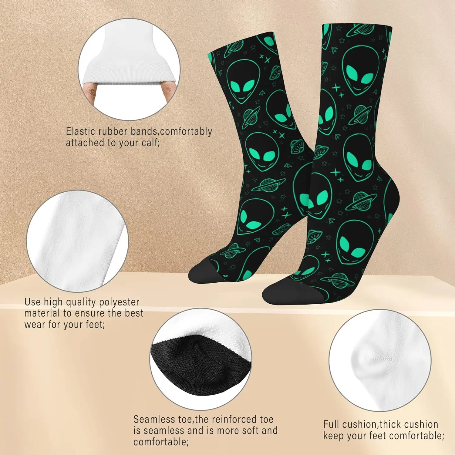 Крутые носки с НЛО для мужчин и женщин подарочные новинки Crew Crazy Tube взрослых