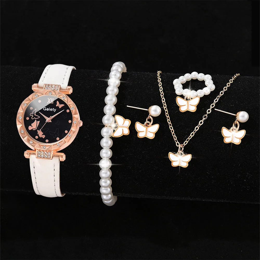 6 шт./комплект женские кварцевые часы с матовым ремешком