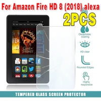 2pcs tablet tempered glass screen protector cover for amazon fire hd 8 2018 8th gen alexa explosion proof screen