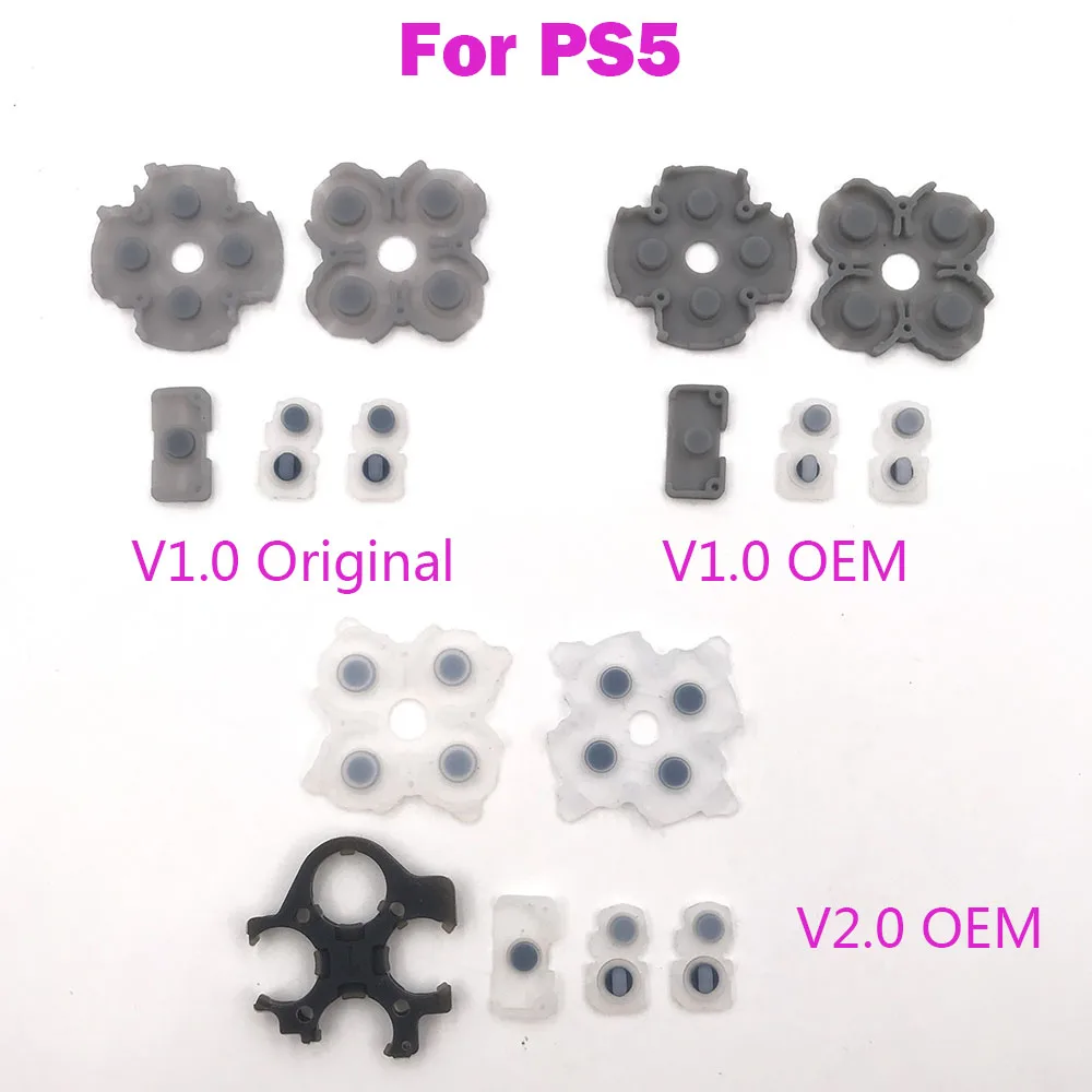 

100SETS V1.0 V2.0 For Playstation 5 Rubber Conductive L R Button Pads For PS5 Controller Silicone ABXY D-Pads