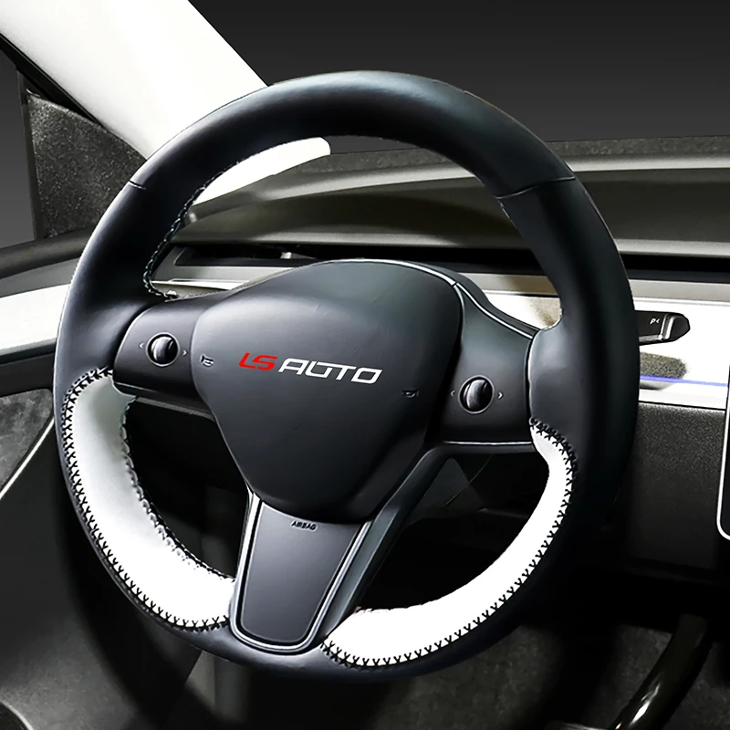 Чехол для руля Tesla Model 3 S X Y сшитый вручную из микрофибры ярко-розовый цвет