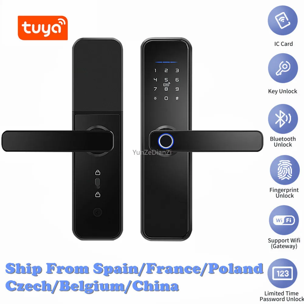 

Tuya APP Smart lock Waterproof Smart Fingerprint Door Lock WiFi Lock RFID Card Home Security Lock Password Door Lock
