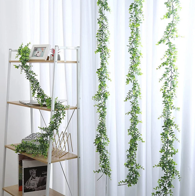 

10 Pieces Artificial Plants Artificial Eucalyptus Wreath Vine 1.8 M Wall Indoor Hanging Plant Rattan Garden Decorations