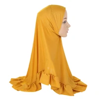 beautiful big size muslim hijab with crinkles pull on amira islamic scarf girls head wrap solid headscarf plain style h094