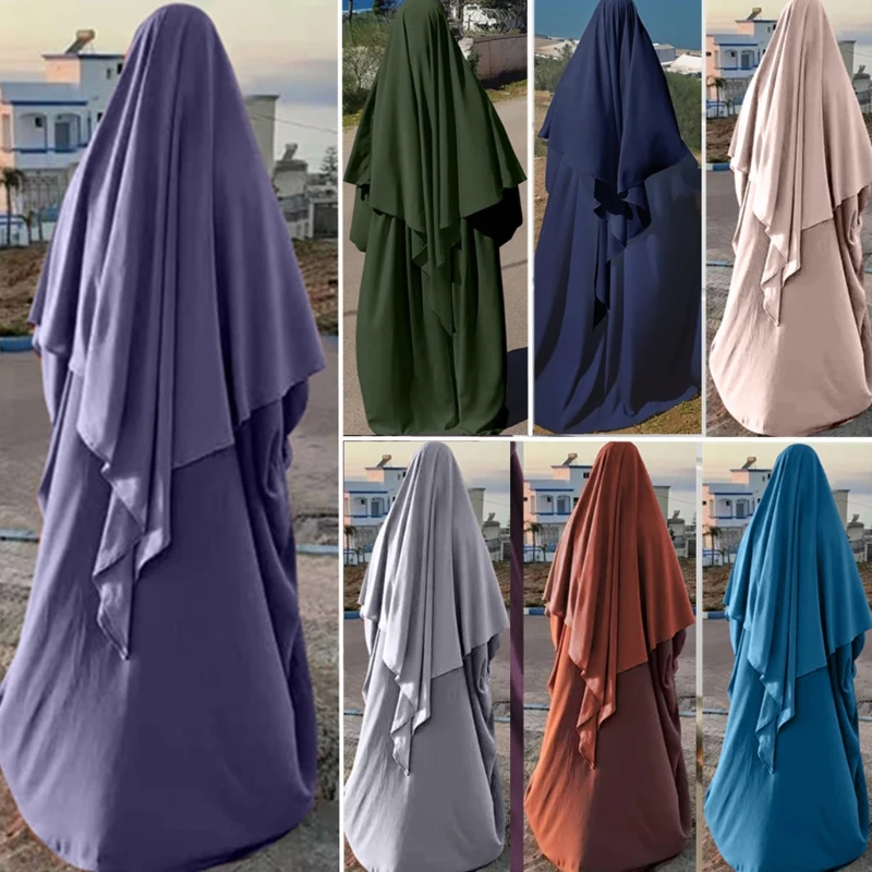Women Elegant Muslim Hijab Clothing Bat Shirt Shape Islamic Festival Clothings