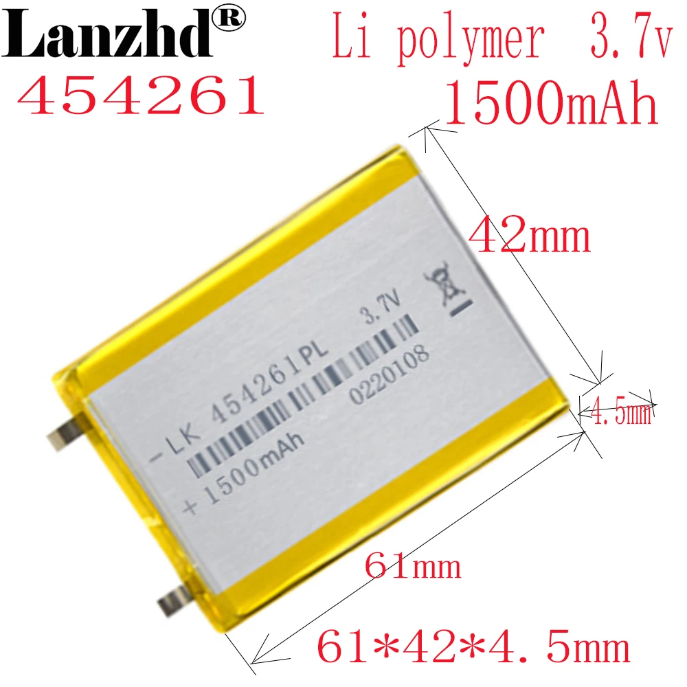 

1-12pcs li-po 3.7volt polymer battery 454261 used in tablet PCS mobile power digital products Rechargeable Li-ion Cell GPS