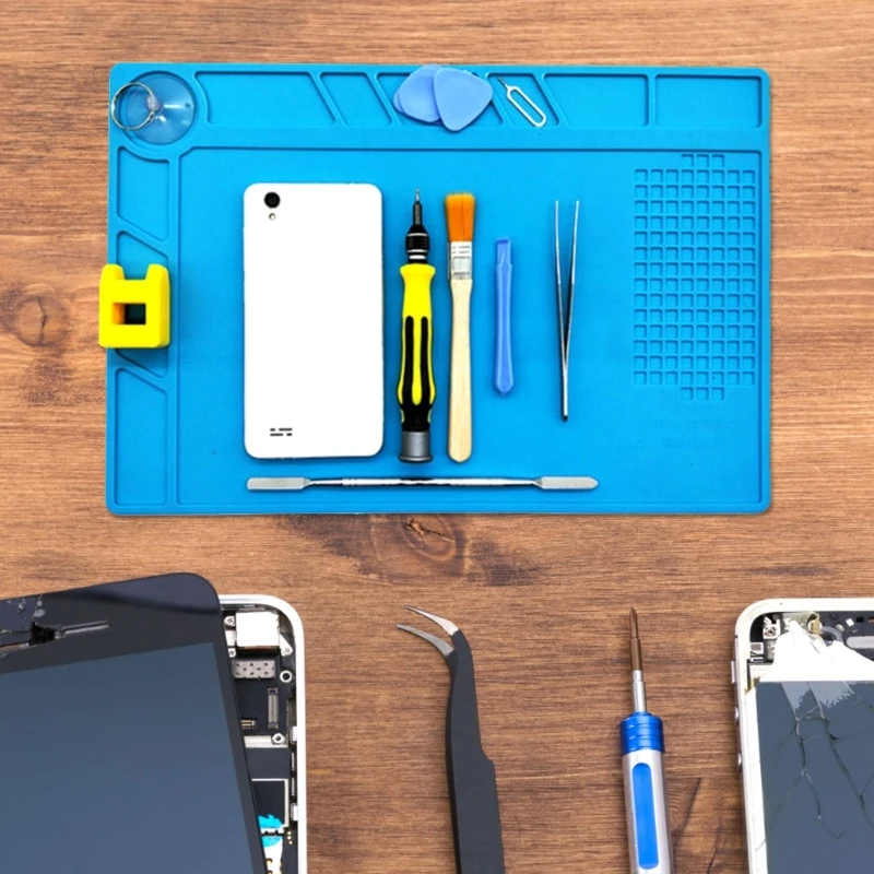 

Heat Insulation Silicone Mat with Scale Ruler & Screw Position Pad for Soldering Iron, & Computer Drop Shipping