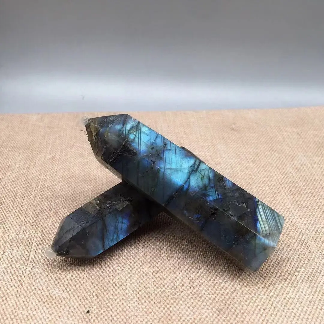 

1PC Natural Labradorite Stone Crystal Point Healing Stone Hexagonal Prisms Reiki Obelisk Quartz Tower Home Decoration DIY Gift