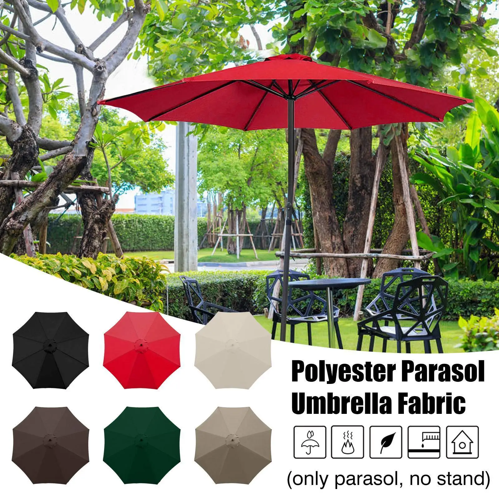 

2.7m Parasol Replacement Cloth Waterproof Shade Cover Cover Cover Umbrella Garden Umbrella Round Patio Garden Outdoor W5e1