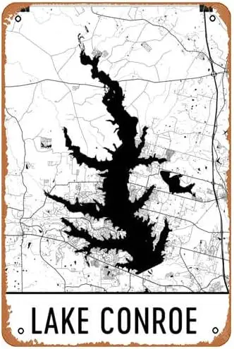 rBnk Tn Sgn Vntge Lke Conroe Texs Tx rt Botng Fsh – Плакат Wll Decor Decortons Pos