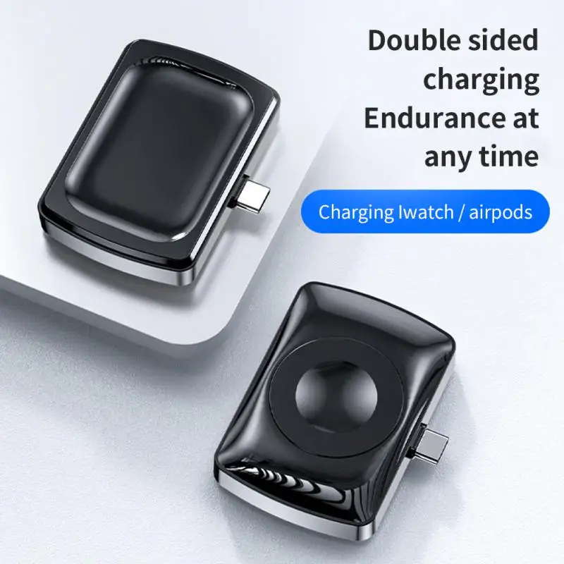 

Новинка 2022, беспроводное зарядное устройство 2 в 1 с портом Type-c для Apple Watch AirPods, двустороннее Беспроводное зарядное устройство