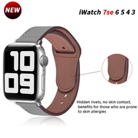 leather link for apple watch band 44mm 40mm 41mm 45mm 42mm 38mm smart watch loop bracelet iwatch series 3 5 4 se 6 7 strap