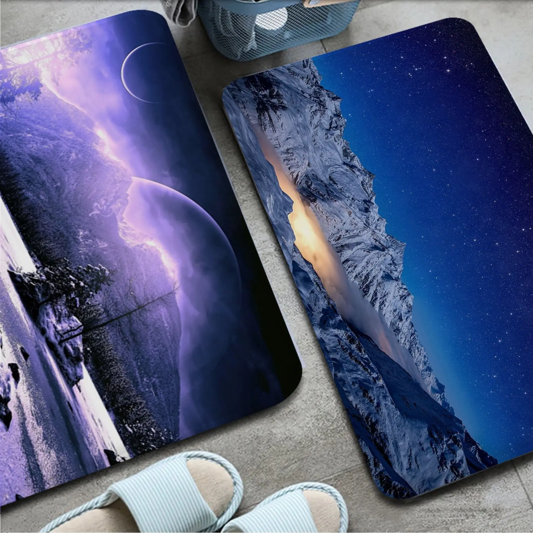 

Snowy Night Entrance Door Mat Retro Multiple Choice Living Room Kitchen Rug Non-Slip Bedside Mats