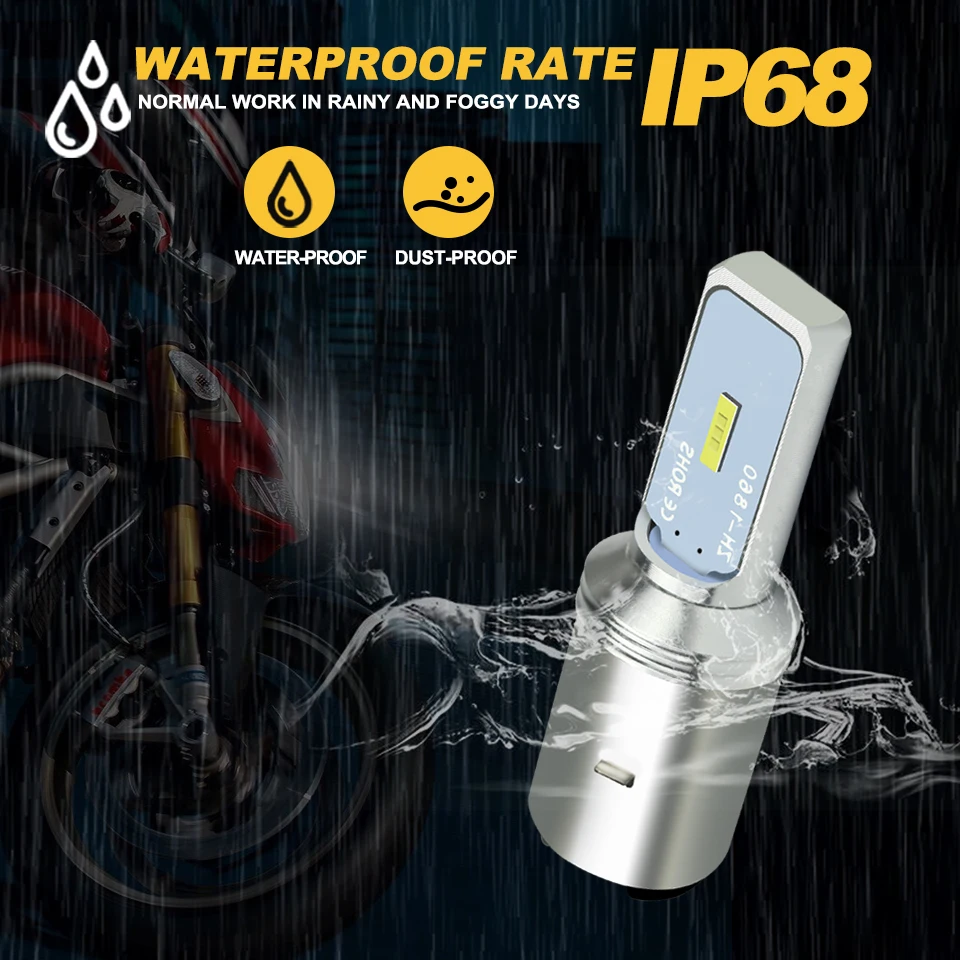 ANMINGPU 1X мотоциклетные лампы для фар BA20D H6 светодиодные CSP 1860 чипы P15D Canbus