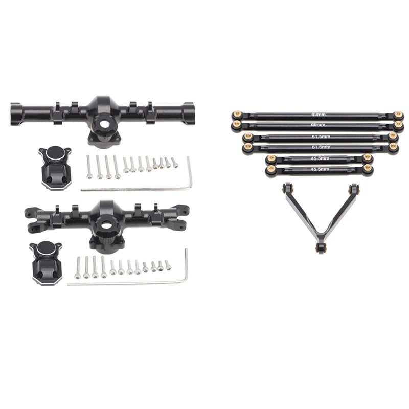 

For 1/24Axial SCX24 90081 AXI00002 Metal Front & Rear Axle Diff Cover & Metal Link Rod Tie Rod Suspension Links Set