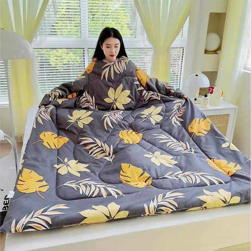 

150x200 Multi Functional Sleeved Lazy Blanket For Winter Warmth Blanket, Dormitory Coat Wearable Blanket Can Be Used As A Pillow