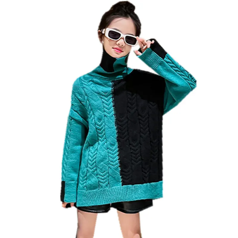 

Свитеры для девочек, одежда, Осенний пуловер, Детские водолазки, свитеры, верхняя одежда с длинным рукавом, Модный Цветной детский топ в стил...