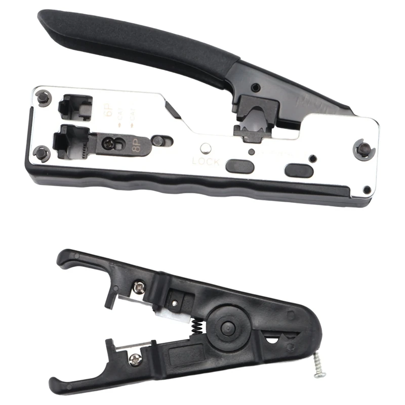 

3X Combo Network Rj45 Tool Telecom Crimping Crimper For Rj45 Cat7 Cat6a Cat6 Cat5 Rj11 Rj12 Modular Plugs Metal Clips