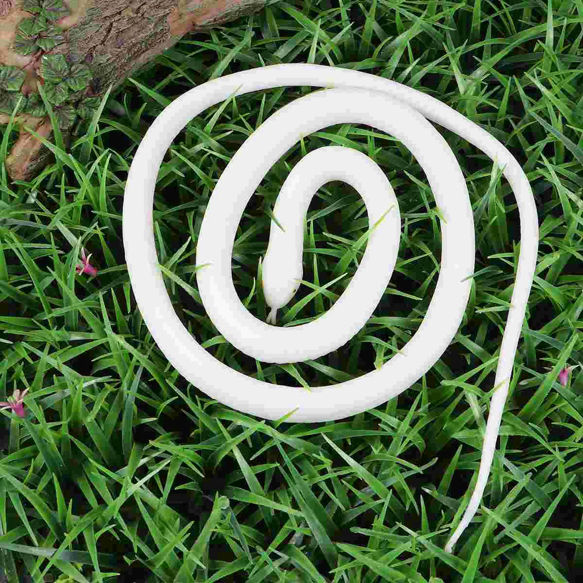 

120cm White Snake Small Bird Decor Snake Garden Toys, Realistic Snake Figure Snake Toys Stretchy Reptiles for Party Decoration