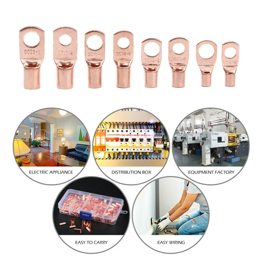 10/25/50/100pcs Copper Lug Ring Wire Connector Bare Cable Electric Crimp Terminal SC6-6 SC6-8 SC10-6 SC10-8 SC16-6 SC16-8 SC25-6 |