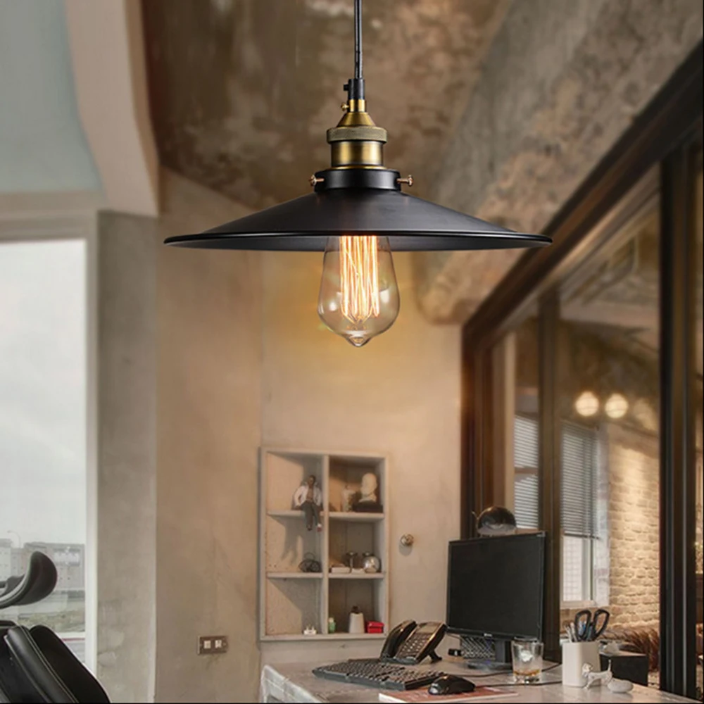 Подвесной ретро-светильник Mengjay E27 лампа Эдисона из черного металла затеняющий