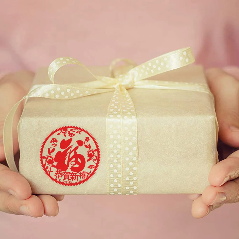 Новогодние наклейки с персонажами Фу весенний фестиваль этикетки печать