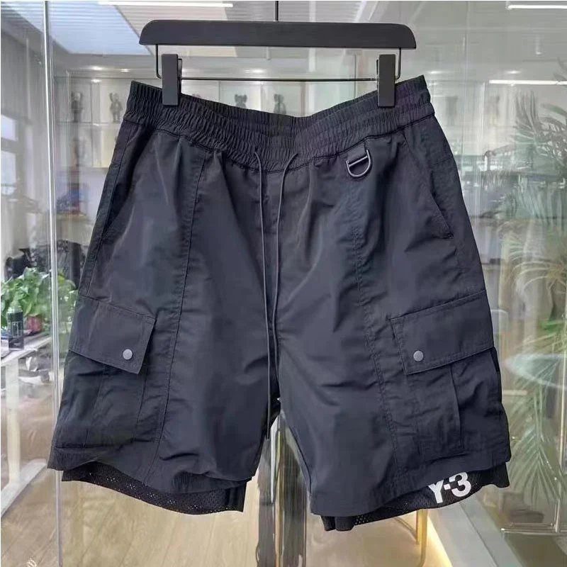 

2023 Y-3 Two Piece Spliced Capris Men's Casual Sportswear Shorts Y3 Work shorts DK911