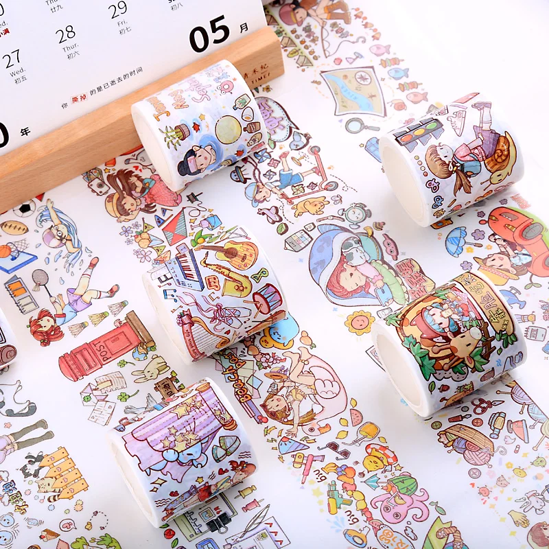 

Kawaii Girls Life Washi Tape Decorative Collage Material Laptop Planner Cute Labels Scrapbooking Diary Sketchbook Accessories