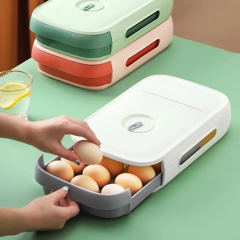 

Automatic egg roll drawer type egg box fresh-keeping egg storage box basket refrigerator kitchen egg tray