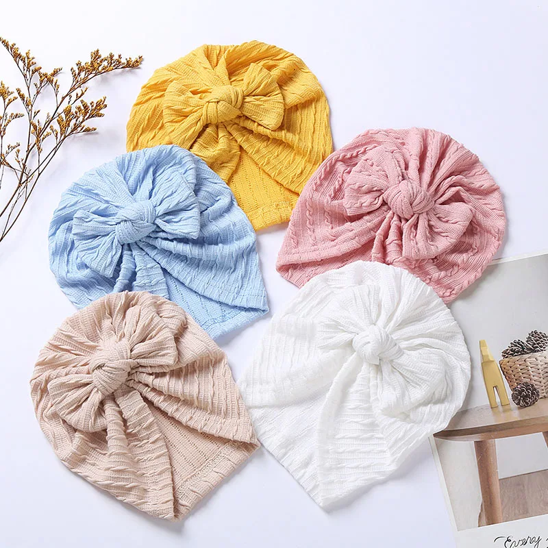 

New Cute Bowknot Baby Hat Turban Spring Ribbed Baby Boys Girls Hat Solid Color Infant Toddler Caps Beanies Kids Headwraps