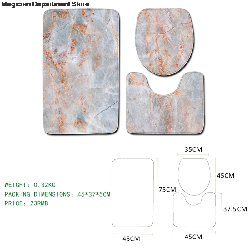 

Трехкомпонентный дневной коврик для ванной комнаты с мраморным рисунком, роскошный ковер для ванной, Нескользящие Коврики для туалета, дом...