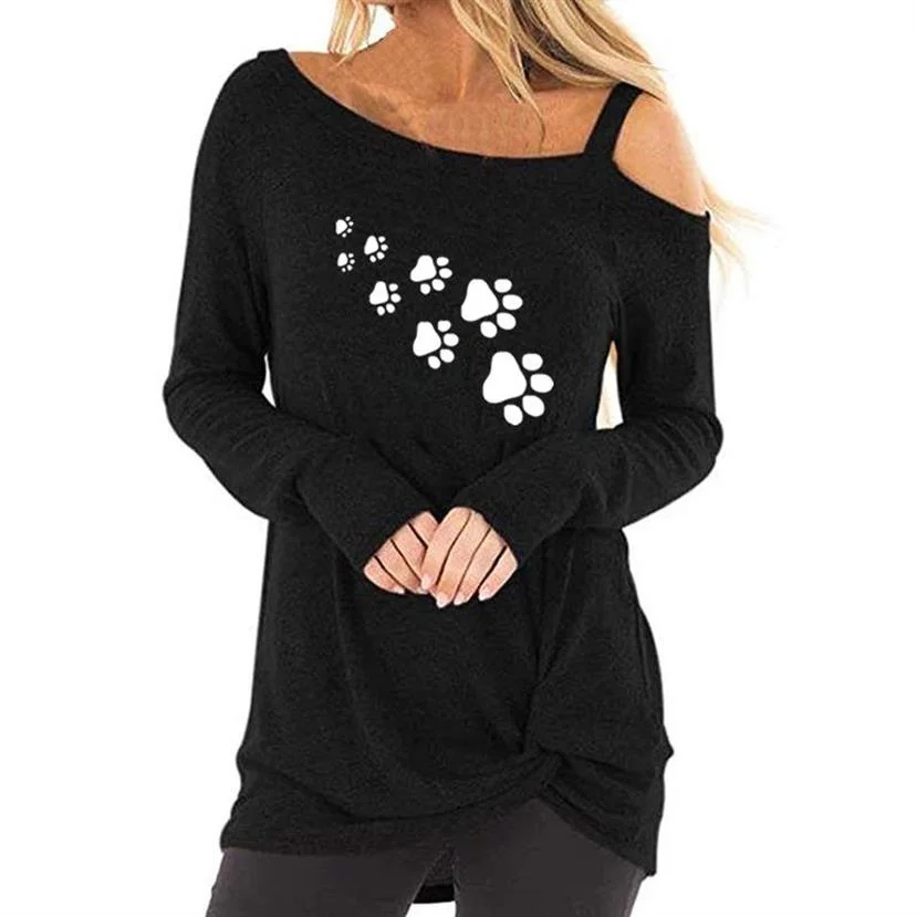 

New Fashion T-Shirt For Women T-Shirt Dog Paw Animal Print Tops Women T-Shirt Cotton Size Cropped Summer Camiseta