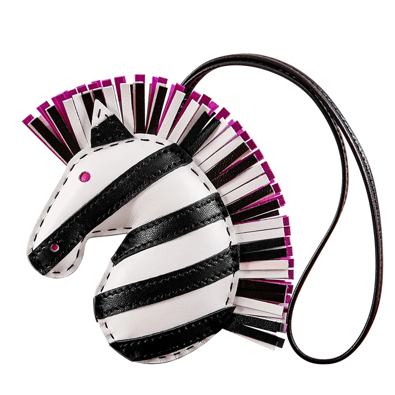 H's Zebra pendant Geegee Savannah pendant leather bag pendant female handmade car tassel pendant