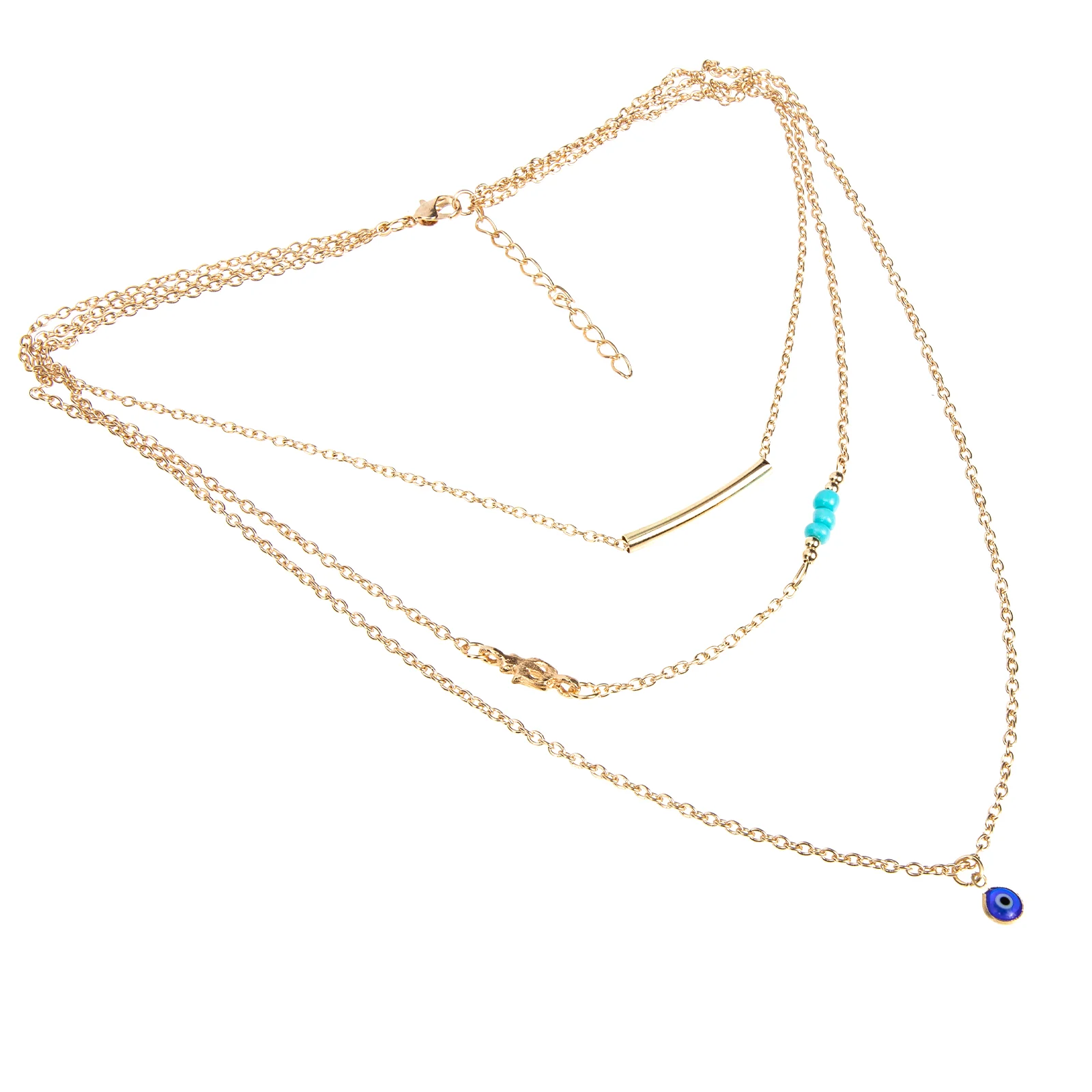 

Necklace Turquoise Pendant Chain Jewelry Clavicle Layered Woman Sequin Bridal Choker Ladies Best Friend Vintage