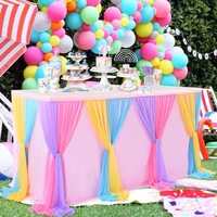1 pcs colorful table skirt 4 color tulle tablecloth tableware cloth rectangle for baby shower birthday party wedding decor
