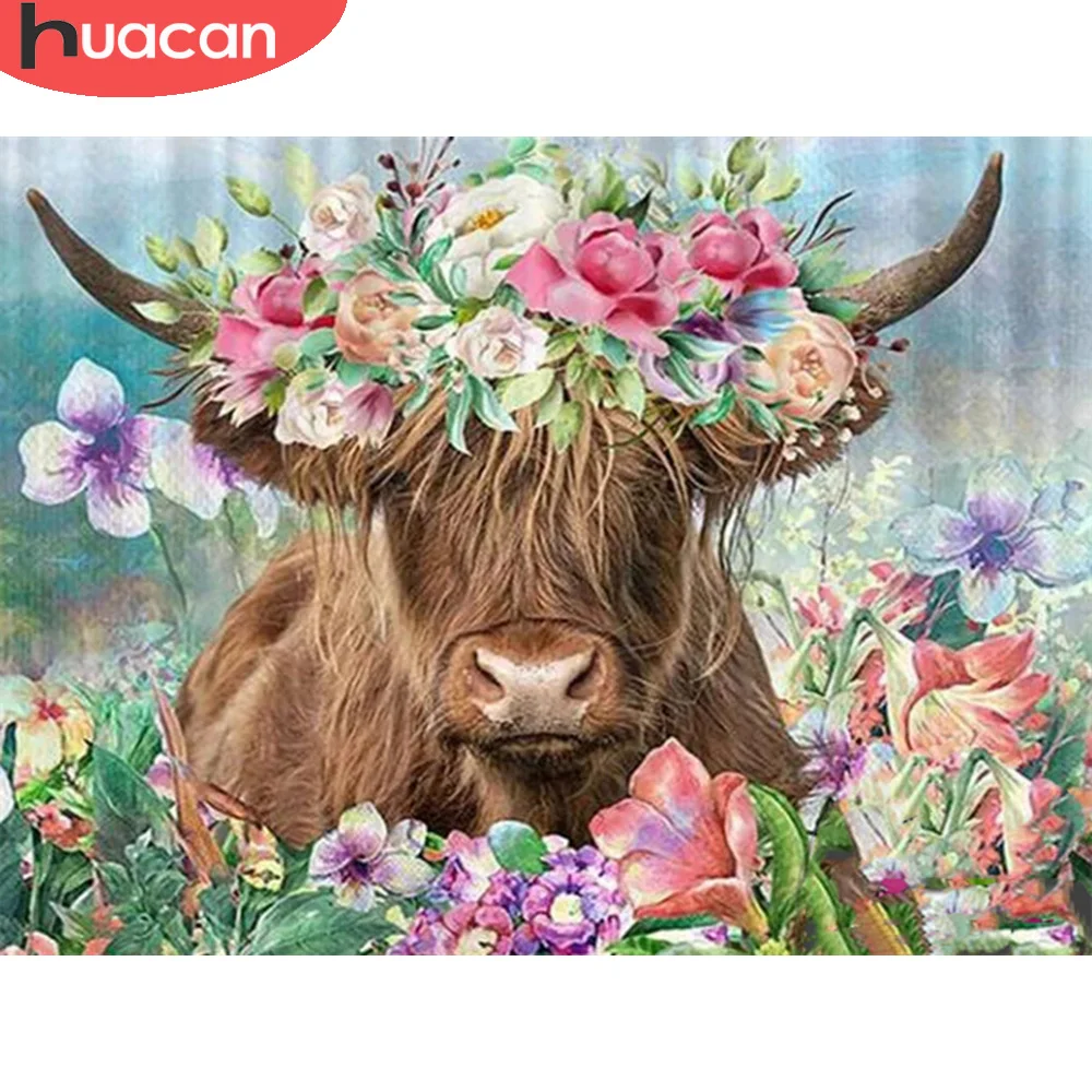 

HUACAN Diamond Painting Cow Animals Embroidery Complete Kit Mosaic Personalized Gift Needlework Hobbies Home Decoration
